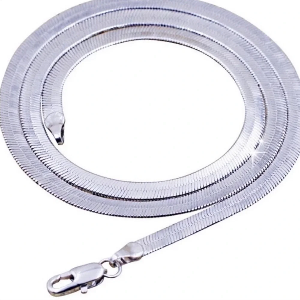 NEW 925 STERLING SILVER SNAKE FLATE NECKLACE